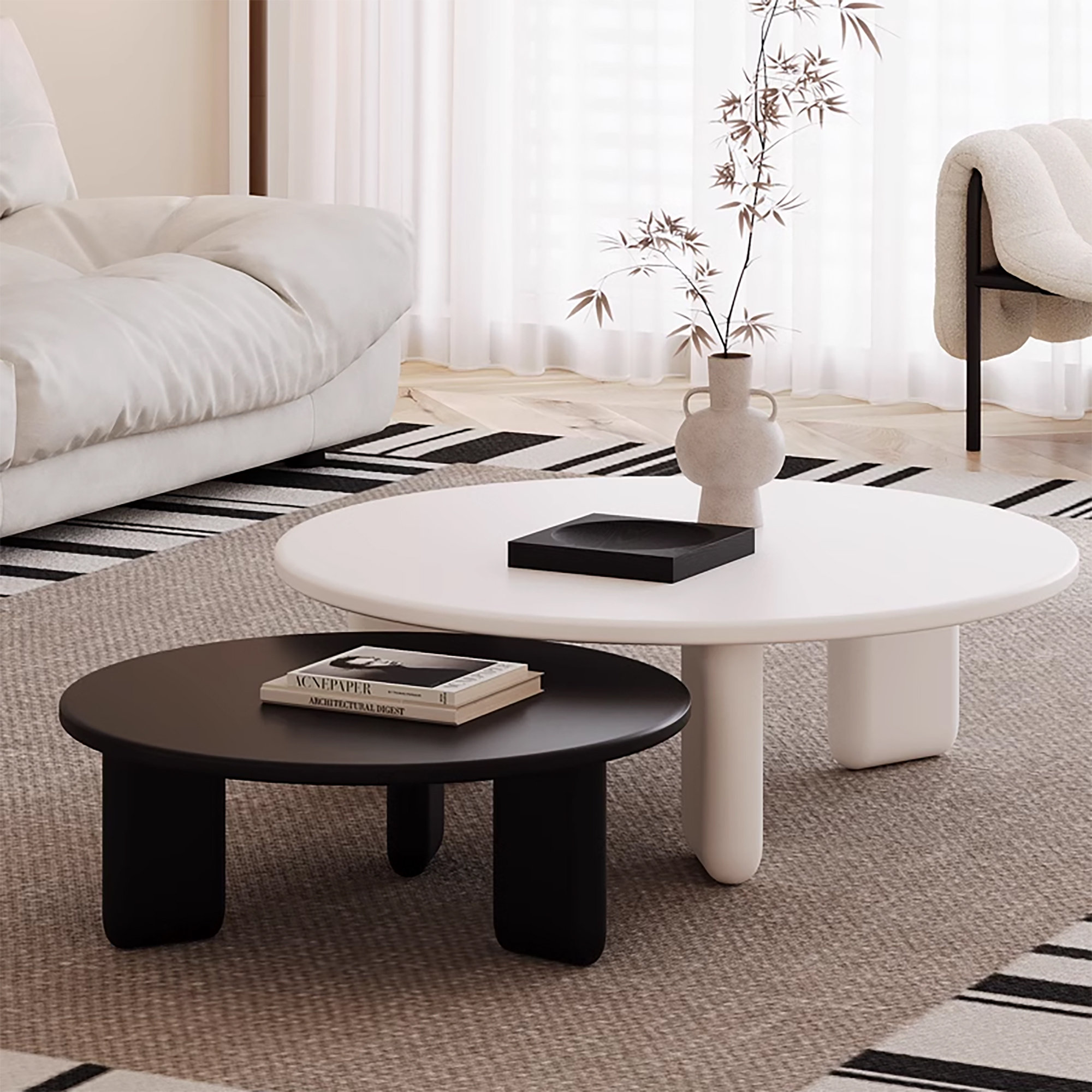 Wrought Studio™ Luise Round Coffee Table Set, Overlapping Design ...