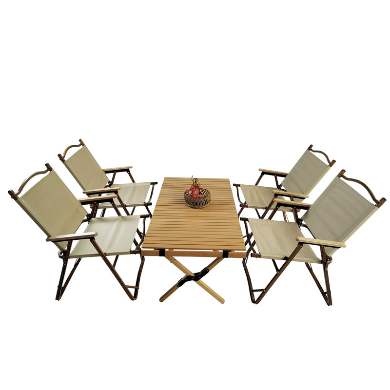 Karinna 4 - Person Wood Patio Dining Set with Rectangular Table