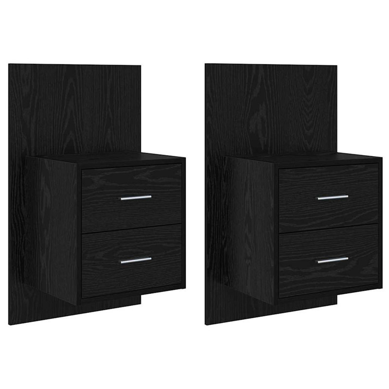 48.5cm W Manufactured Wood Bedside Table, Black Oak