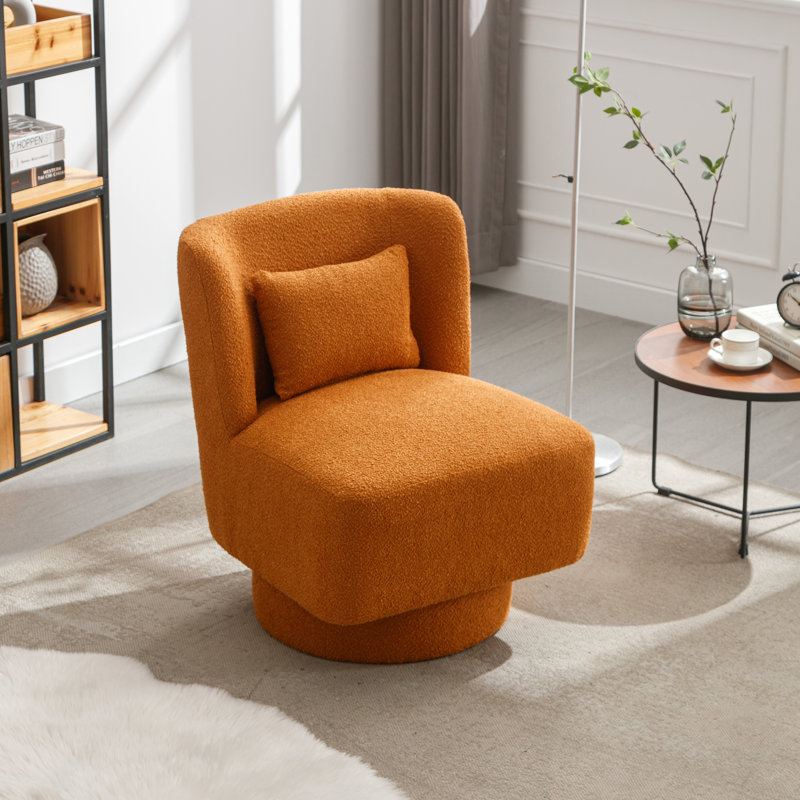 Ollia Upholstered Swivel Slipper Chair, Caramel 100% Polyester
