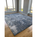 Contemporary One-of-a-Kind Rectangle 9'1" X 12'1" Hand Knotted Area Rug