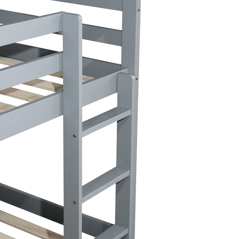 Simple sur lit mezzanine en gris, fabriqué avec soin en bois d'hévéa pour bois massif gris, crée une chambre à coucher moderne et confortable