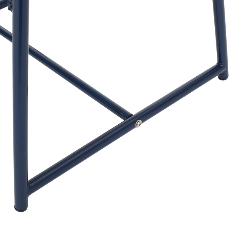 Table d'appoint d'extérieur en fer bleu marine, H 12,92 po avec plateau en maille et base de traîneau moderne