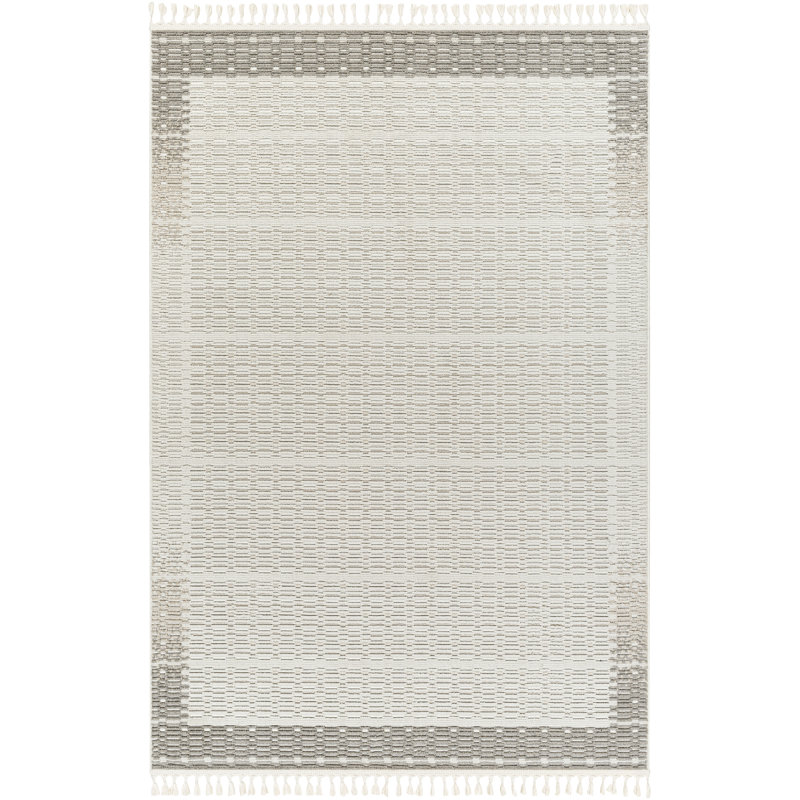 Gean Machine Woven Polyester Area Rug in Cream/Gray, Runner 2'7" x 7'3"