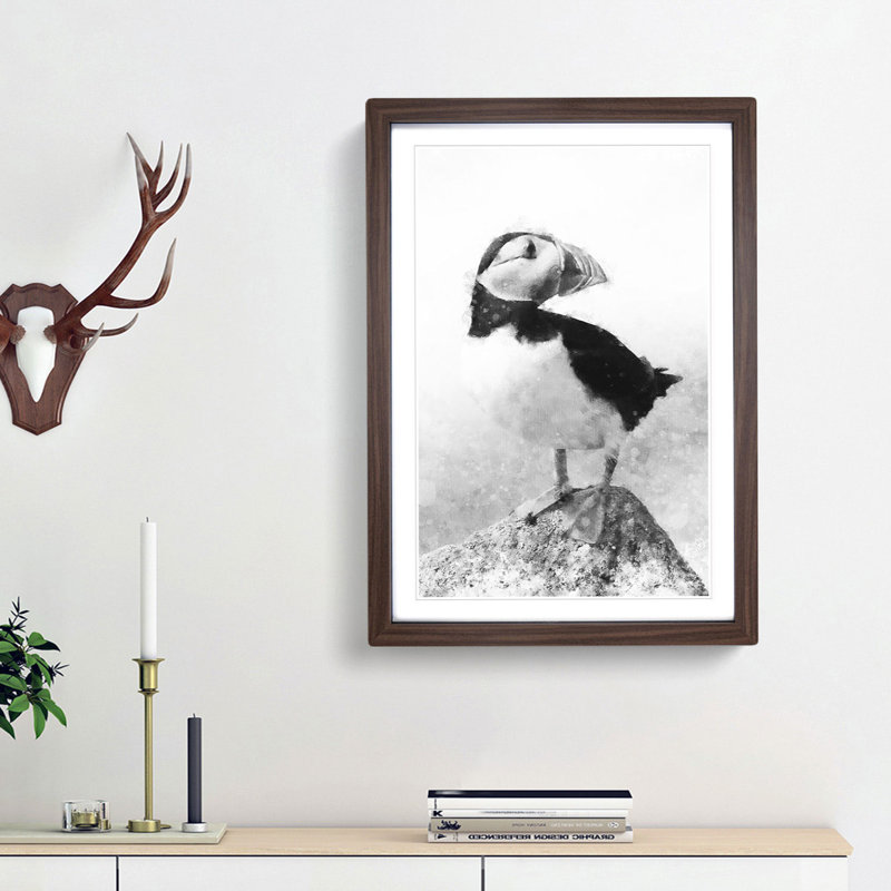 The Atlantic Puffin Bird - Framed Print, Walnut Framed, 87cm H x 62cm W x 2cm D