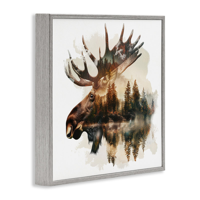  Art de giclée silhouette de bois d'orignal par LSR Design Studio, H 24 po x l 24 po, Estampe numérique Farmhouse