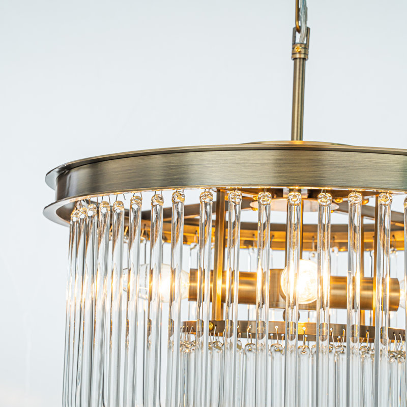 Andaiye Mid-Century Modern Round Glass Gold Ceiling Chandelier Transitional Elegant Dining Room