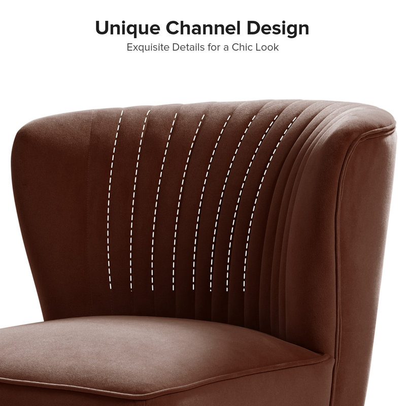 Chaise d'appoint d'appoint en velours capitonné Leona, Velours brun brique Brun
