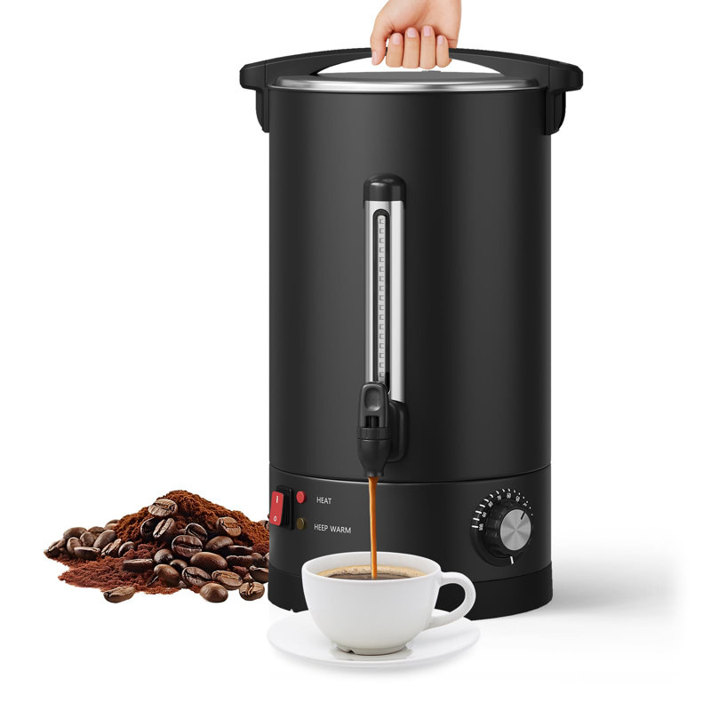 Coffee Urn Double Wall Commerical Coffee Maker for Buffet Catering Wedding Gathering,Large Capacity Hot Coffee Dispenser,Stainless Steel Hot Water Urn-Black
