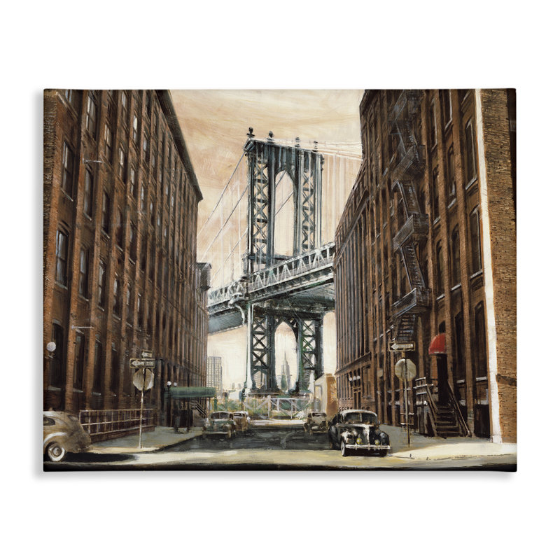 «Cityscape with Bridge View», art mural sur toile par Matthew Daniels, H 16 po x l 20 po