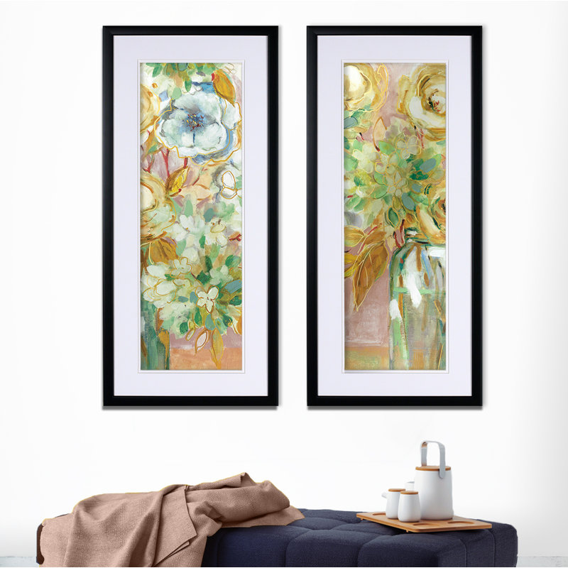 « automne assemblement », ensemble de 2 reproductions de peintures à l’acrylique encadrées, Noir