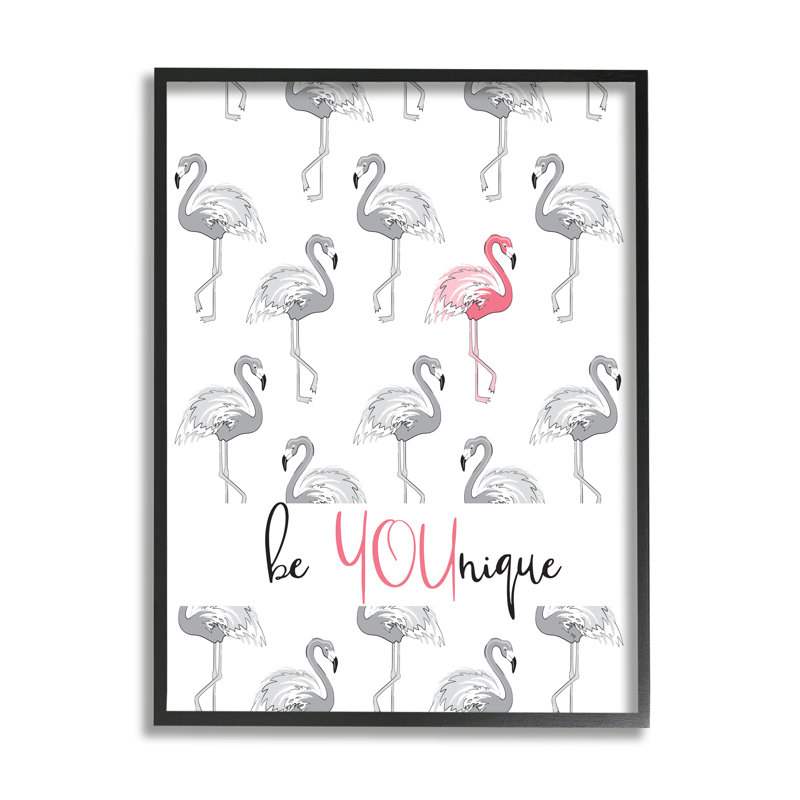 «Be Younique Pink Flamingo» par Martina Pavlova - impression, Giclée encadrée noir minuit, H 14 po x l 11 po x P 1,5 po