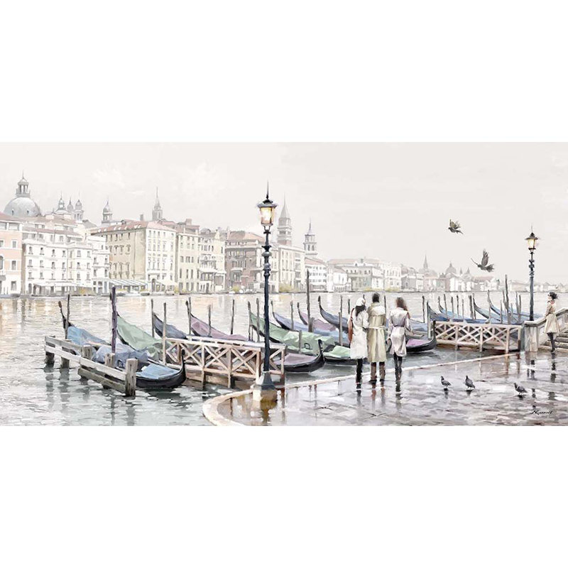 Quayside, Venice by Richard Macneil - Print, 30cm H x 60cm W x 0.1cm D, Canvas