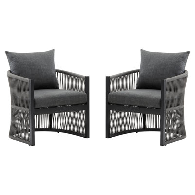 Chaise longue d'extérieur en aluminium gris avec coussins tendance pour patio