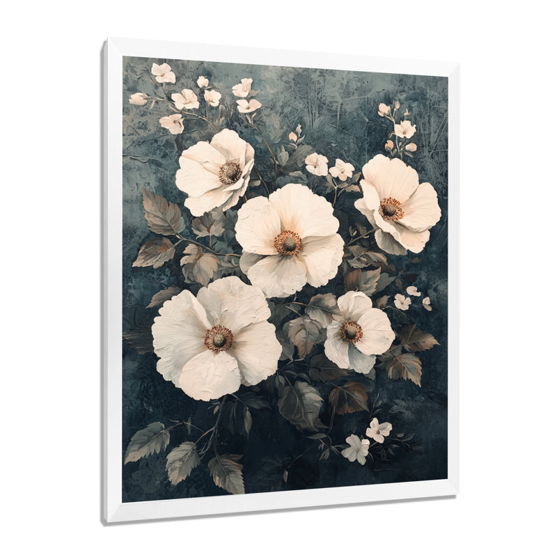 Bayne - impressions murales florales, H 32 po x l 24 po, Reproduction encadrée d'une seule photo, Blanc