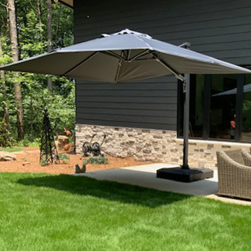 Parasol rectangulaire avec base en porte-à-faux 9 pi x 12 pi Mcduffy, gris, gris, H 108 po x l 108 po x P 144 po