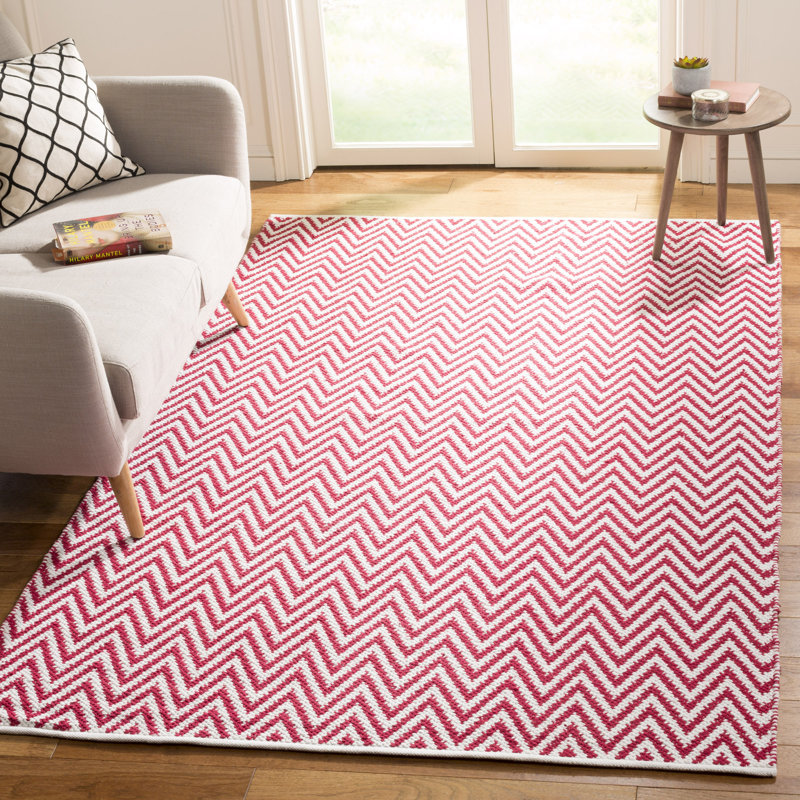 Tapis rouge / ivoire en coton Haq moule, Rectangle 4 pi x 6 pi