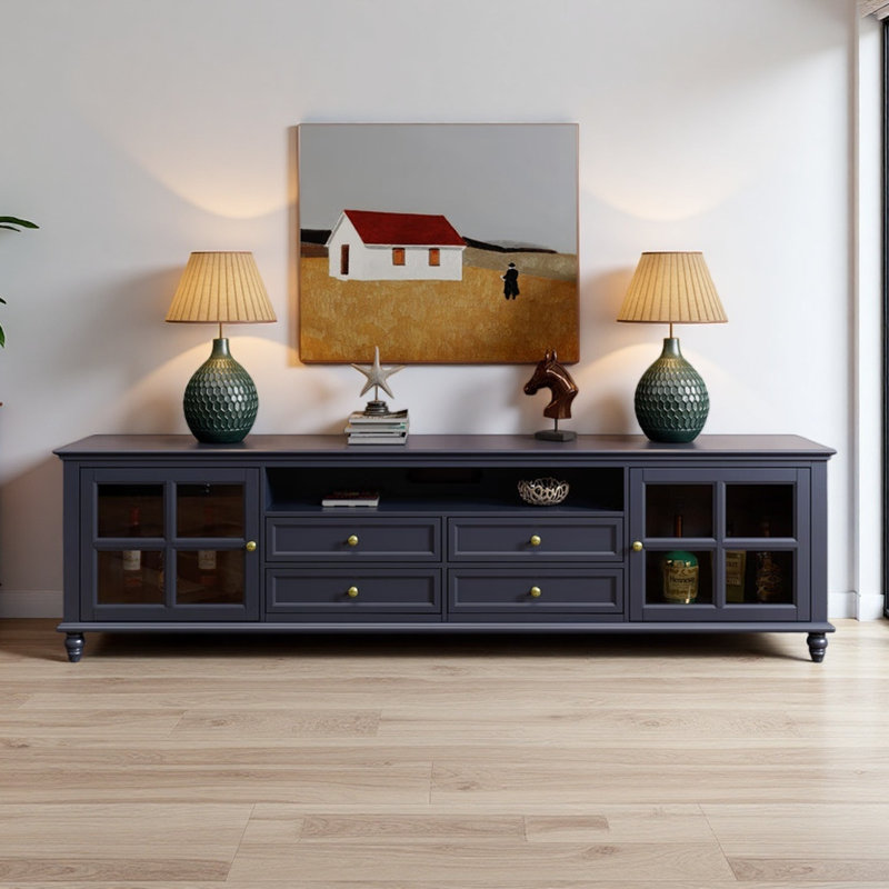 Meuble télé French Classic Design, Bleu, H 25,98 po x L 86,61 po x l 15,75 po