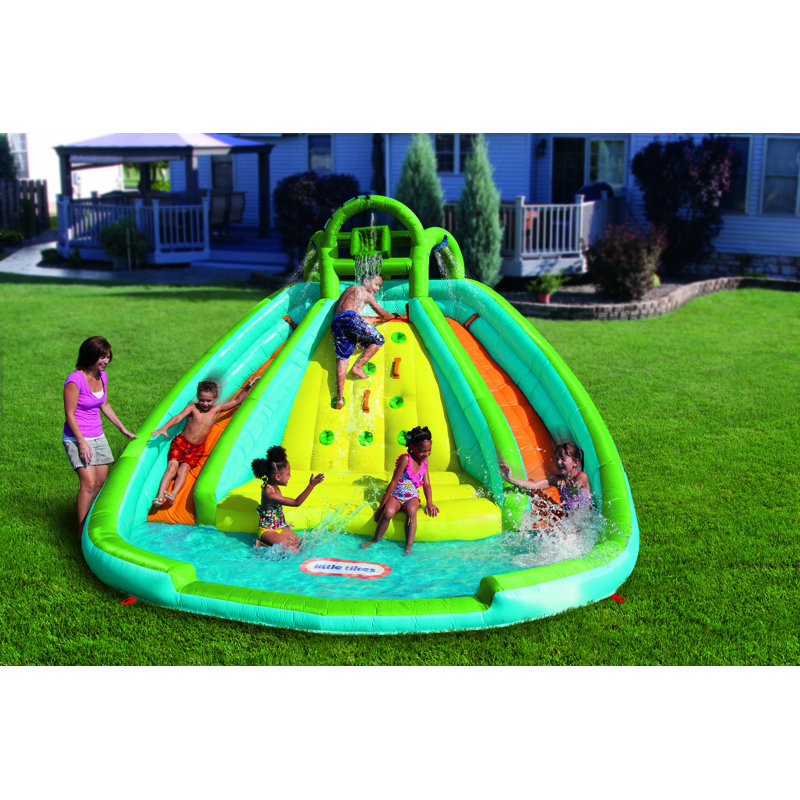 Blue and Yellow Inflatable Water Slide with Blower