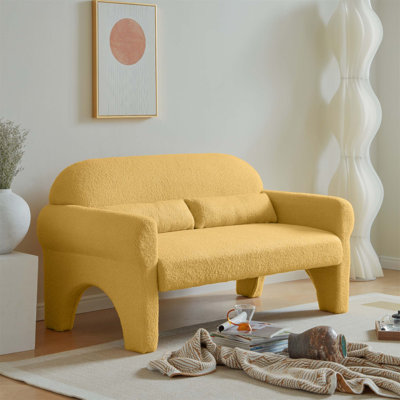 Causeuse Modern Boucle avec tissu luxueux en laine d'agneau et soutien lombaire pour un salon confortable
