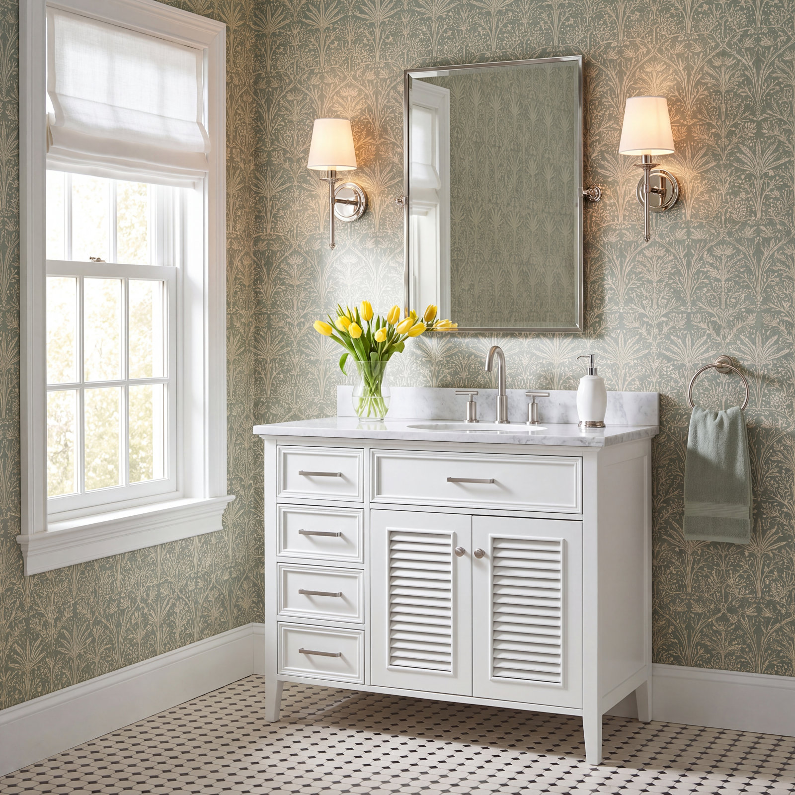43'' Single Bathroom Vanity, Right, White