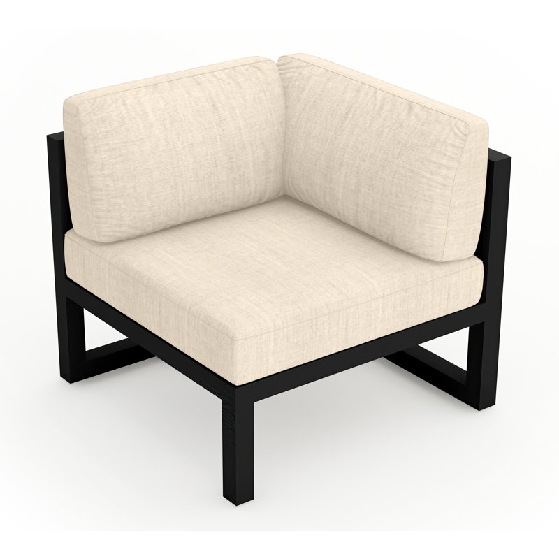 Avion Patio Chair with Sunbrella Cushions, Canvas Flax Sunbrella® Canvas, Black