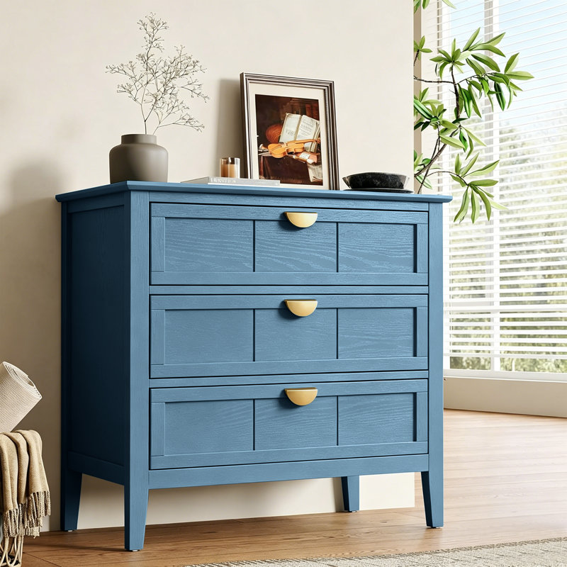 Commode 3 tiroirs Junious, Bleu