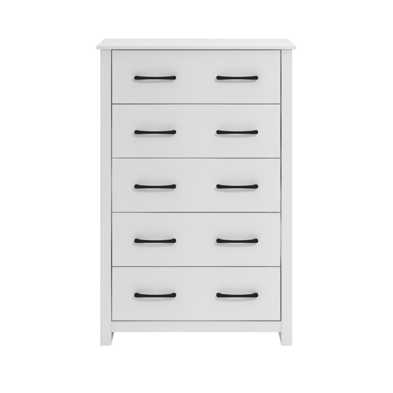 Commode 5 tiroirs H 46,7 po Walter, Blanc mat