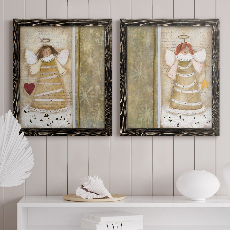 «Cloud Angel with Heart», ensemble de 2 peintures, H 20 po x l 17 po x P 1 po, H 31,5 po x l 47 po x P 1,5 po, Pas de tapis