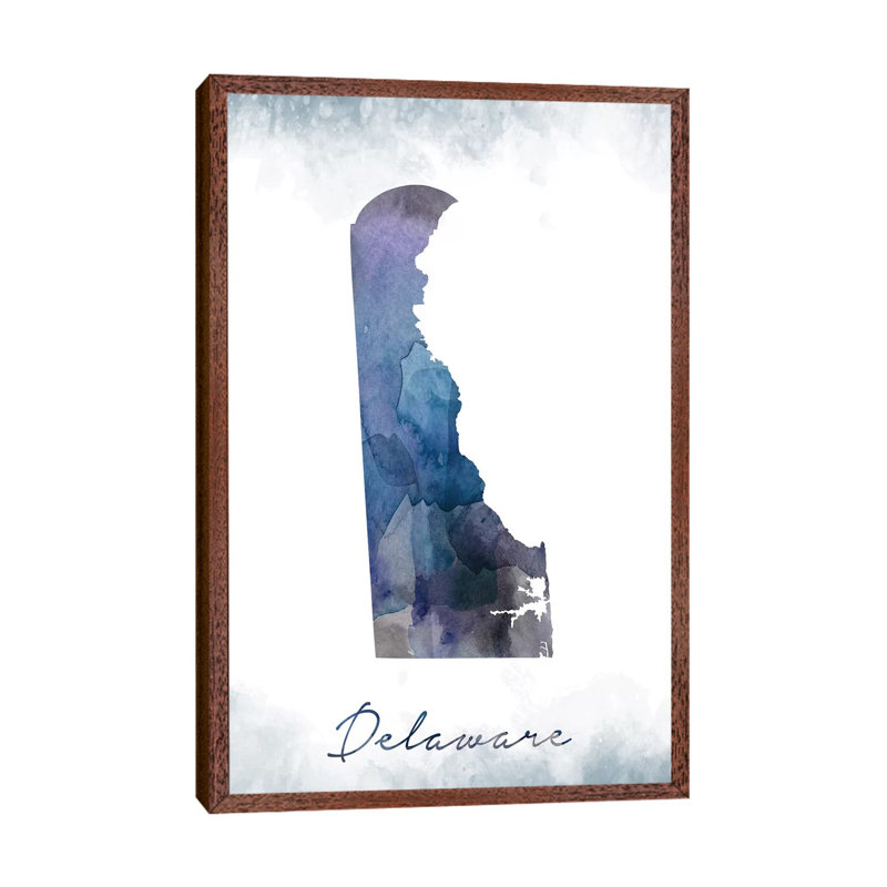 Delaware State Bluish - Print on Canvas, 101.6cm H x 66.04cm W x 3.81cm D, Classic Brown Wood Framed