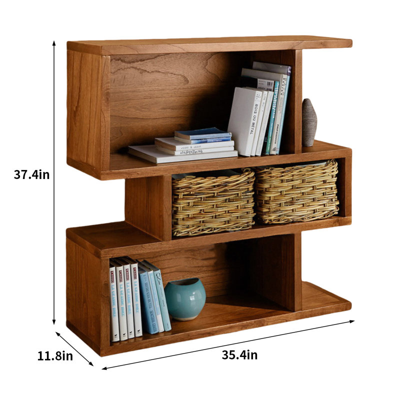 Bibliothèque moderne en bois de frêne, (3 tablettes) H 37,4 po x l 35,4 po x P 11,8 po
