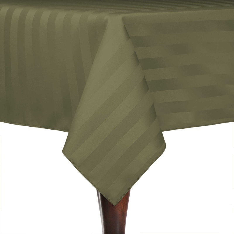 Ultimate Textile Satin Stripe Rectangular Tablecloth, 10, Army Green, 96" x 54"