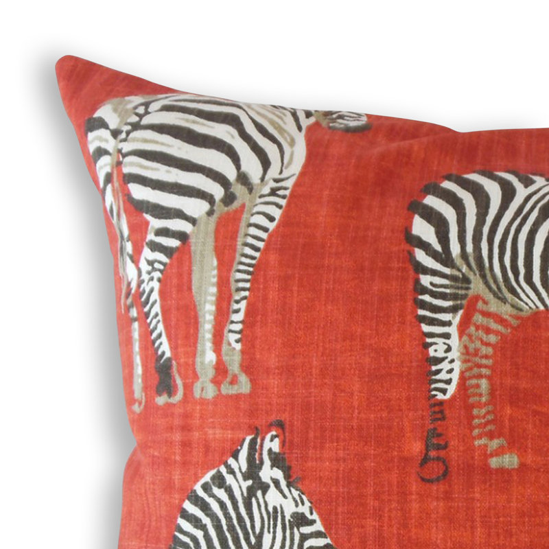 Oreiller en coton Ogden, 20 po x 20 po, Rouge / Noir / Blanc, Coussin décoratif