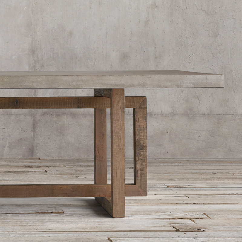 Long bureau en bois massif, table de conférence gris ciment, H 29,53 po x l 86,61 po x P 35,43 po