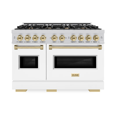 ZLINE Autograph 48" Classic DuraSnow Gas Range w/ 8 Burners & Bronze Accents