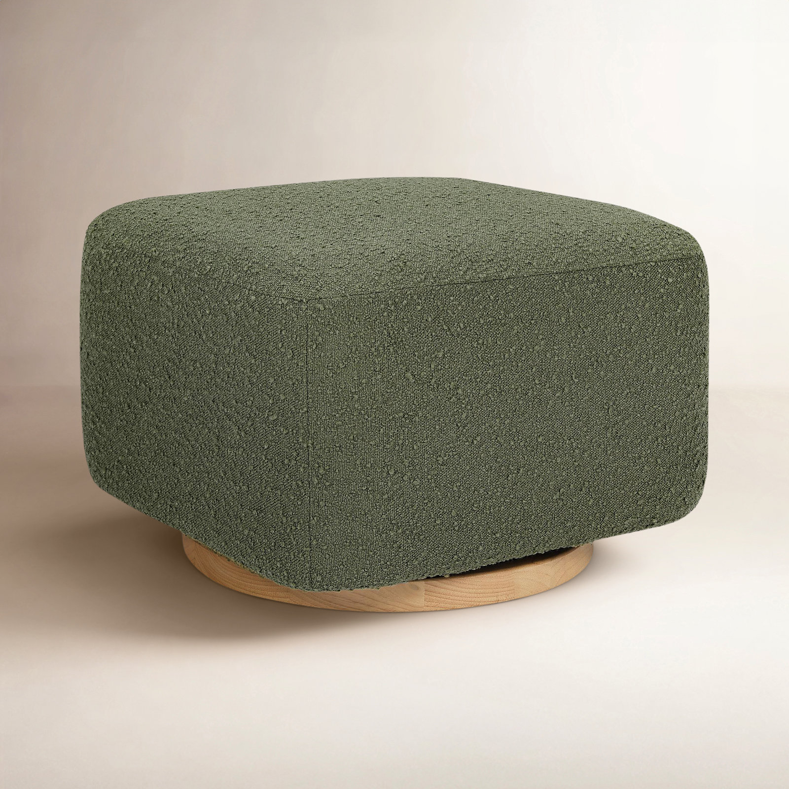 Kiwi 25" Ottoman, Olive Boucle, Natural