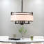 Lustre à tambour moderne de style ferme à 6 lumières, à intensité variable, avec abat-jour rond en lin-1165477248