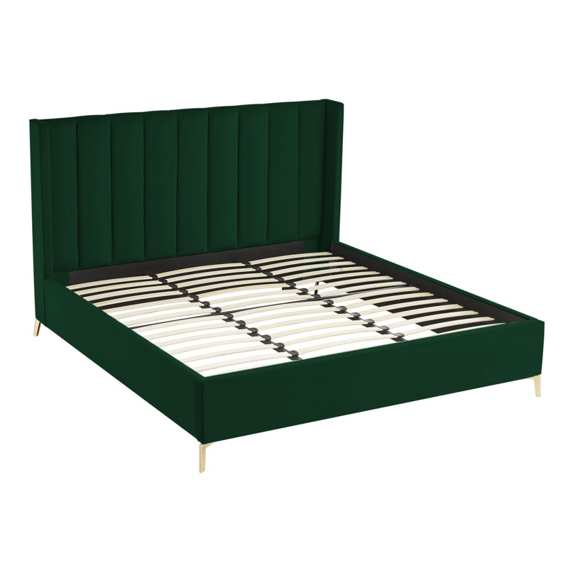 Lit plateforme Lomax, Très grand, Velours vert