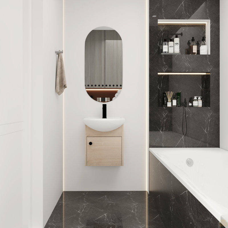 Meuble-lavabo de salle de bain avec lavabo en céramique, fixation murale