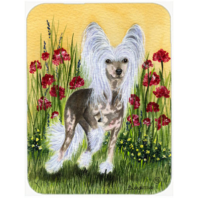 East Urban Home Chinese Crested and Flowers Glass Cutting Board