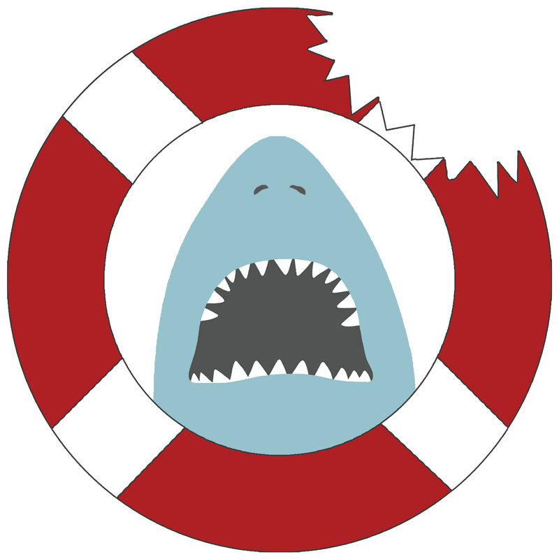Shark Chomp Innertube - Wrapped Canvas Print, 76cm H x 76cm W x 3.8cm D