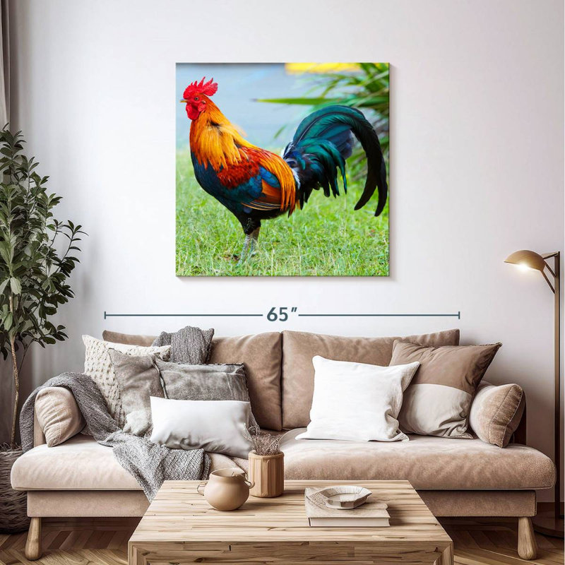 Crowle coq sur l'herbe, H 39 po x l 39 po