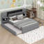 Queen Size Upholstered Bed With Lights, Drawers, Trundle-110808118