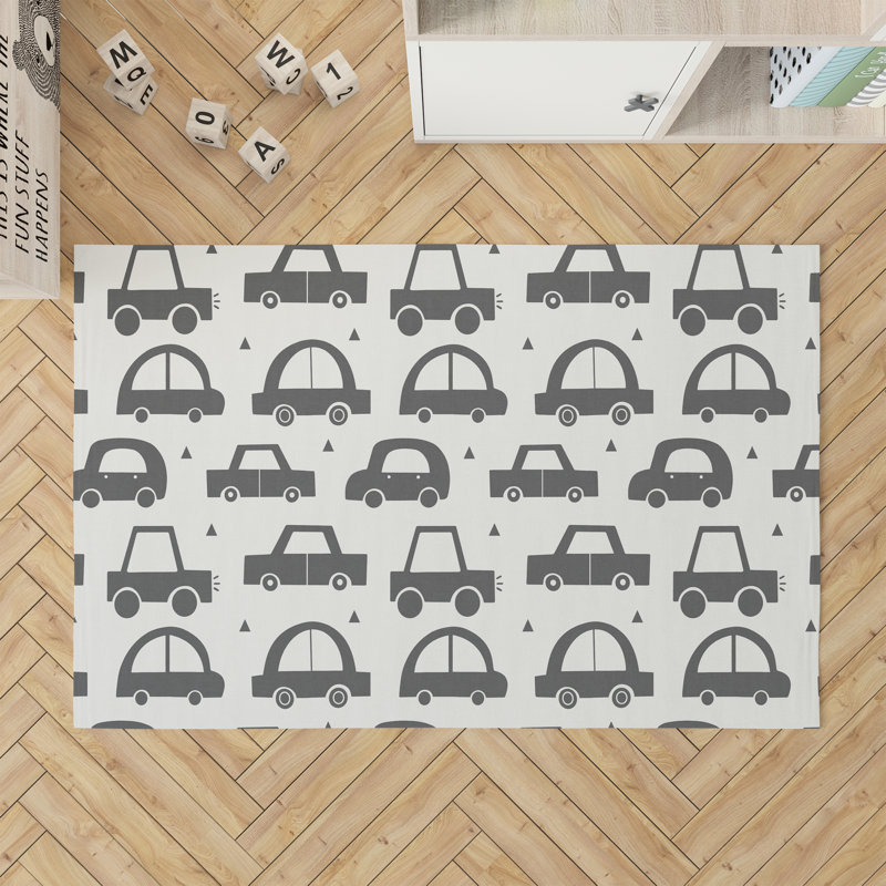 Tapis de jeu pour enfants Driveway, Ivoire/gris anthracite, Rectangulaire 3 pi x 5 pi