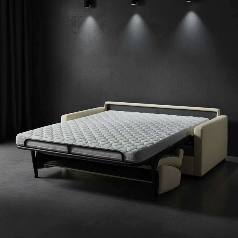 Adalise 77" Italian Stain and Abrasion Resistant Performance Fabric Queen Sleeper Sofa Bed, DuraTex Cream Performance Fabric