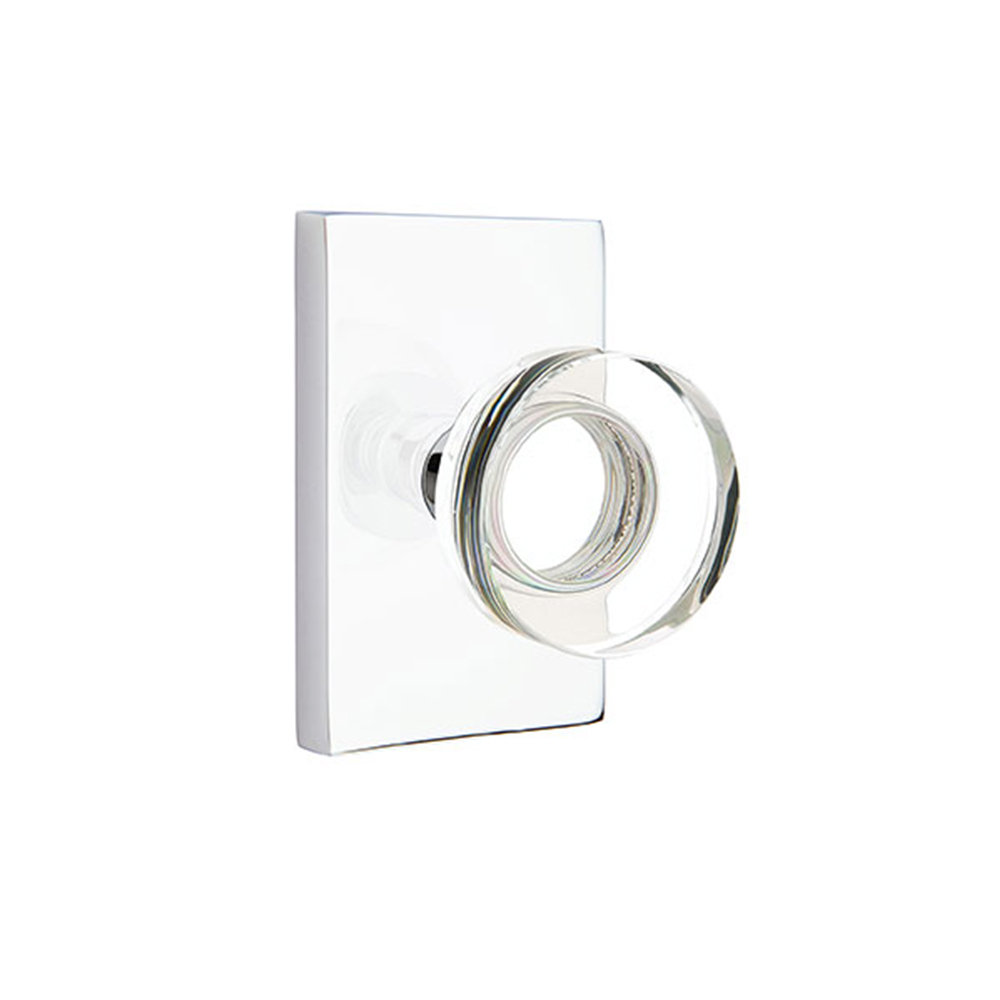 Emtek Dummy Knobset w/ Modern Rectangular Rosette and Modern Disc Glass Knob Emtek 