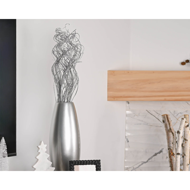 Vase de plancher en bambou Kolo, Argent, H 14 po x l 5 po x P 5 po