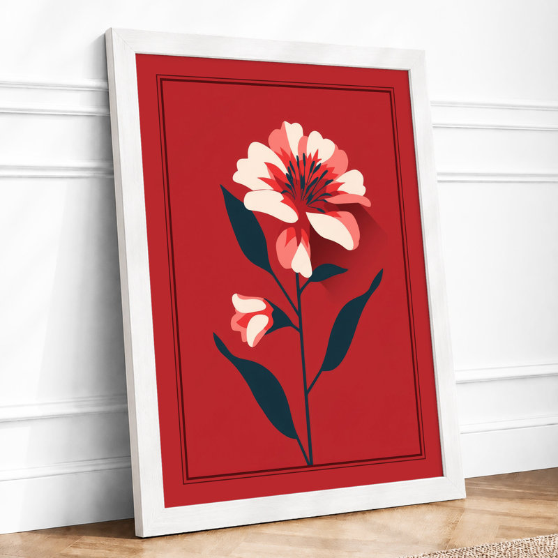 Crimson Bloom Botanical - Print, A3 - 42.0 x 29.7 cm, White