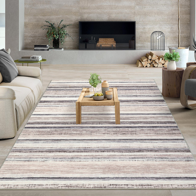 Tapis décoratif moderne à rayures 6 x 9 Modern, Rectangle 10 pi x 13 pi