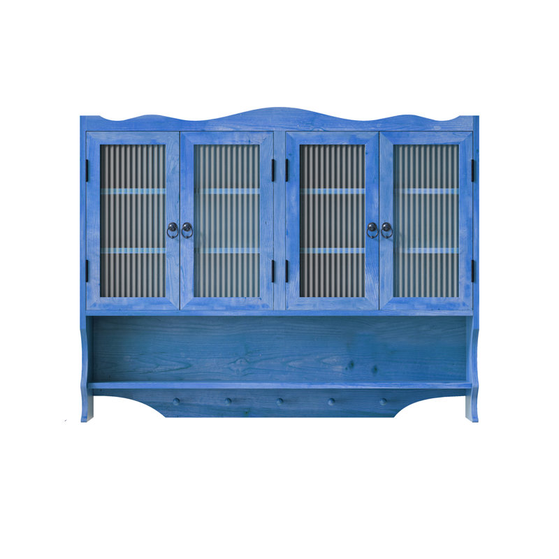Armoire à pharmacie murale en bois à quatre portes, Bleu